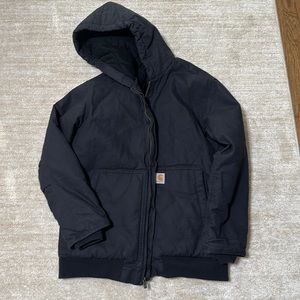 Carhartt Boys' Solid Black Zip-Front Hooded Jacket